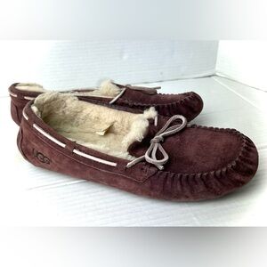 UGG Australia OLSON Suede Sheepskin Lined‎ Slippers Men Size 10 Brown Slip On